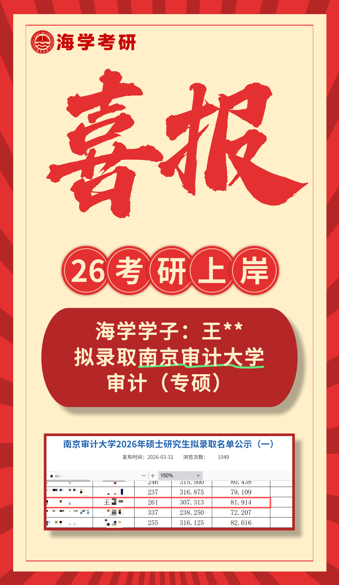 准研究生们都来沾沾喜气！一大批26考研拟录取名单公布 - 内容图片 3