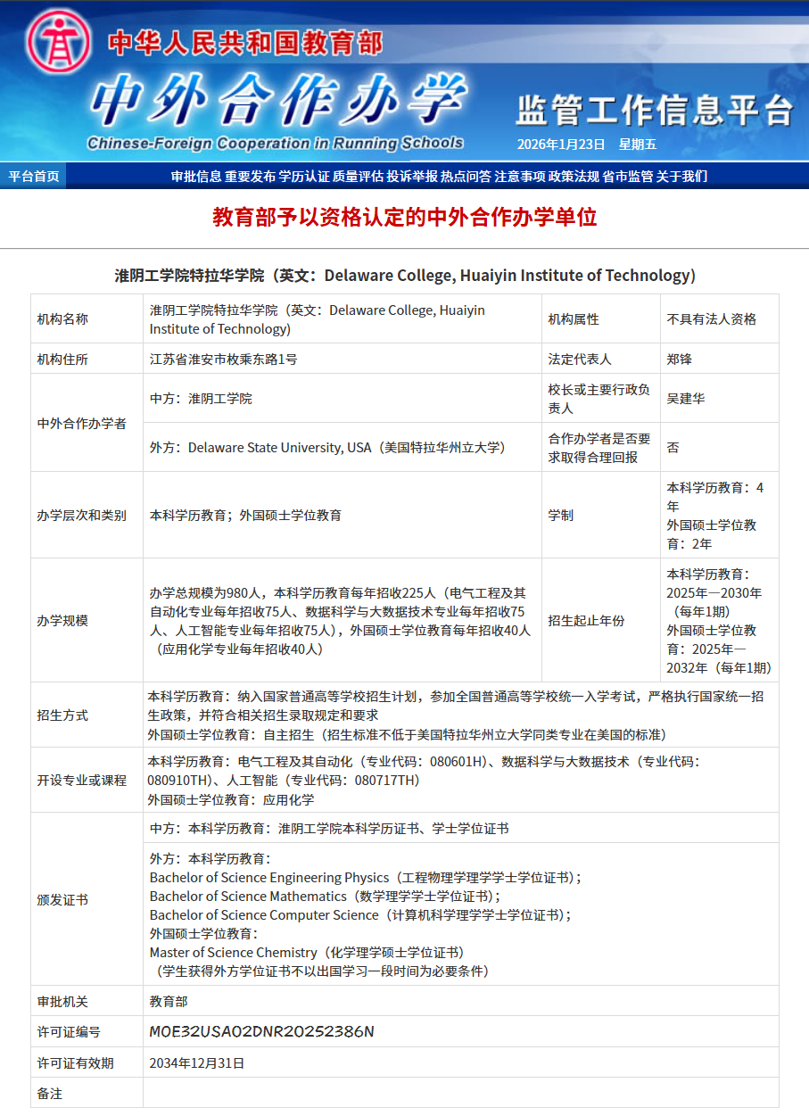 特拉华学院应用化学硕士项目招生信息