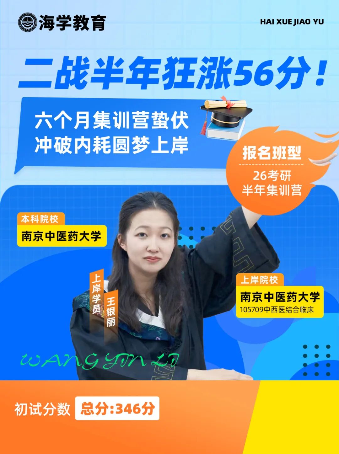 王银丽同学考研上岸南京中医药大学学员档案